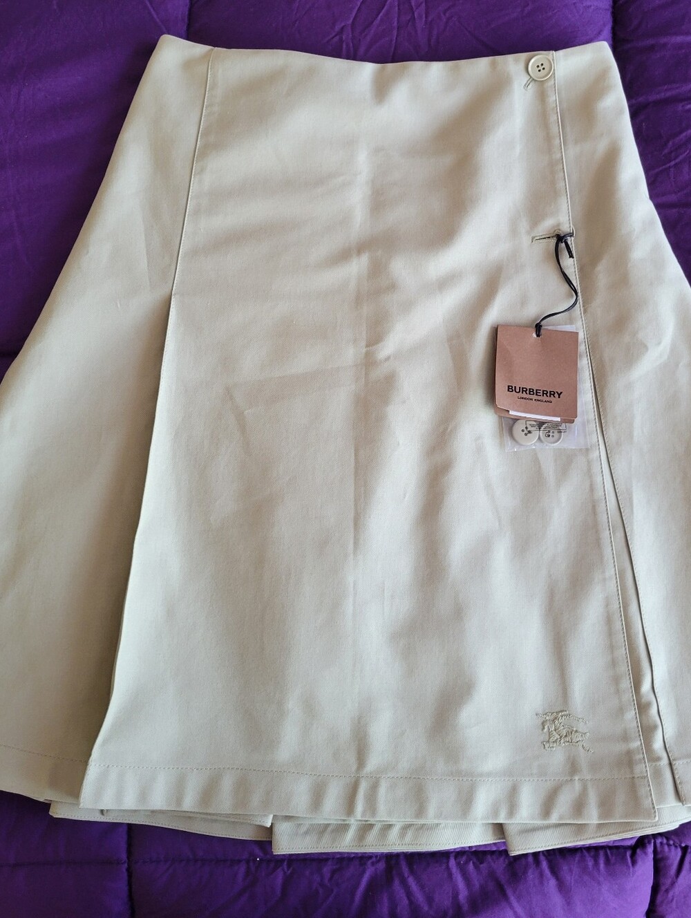 Burberry Cream A-Line Skirt with Subtle Logo